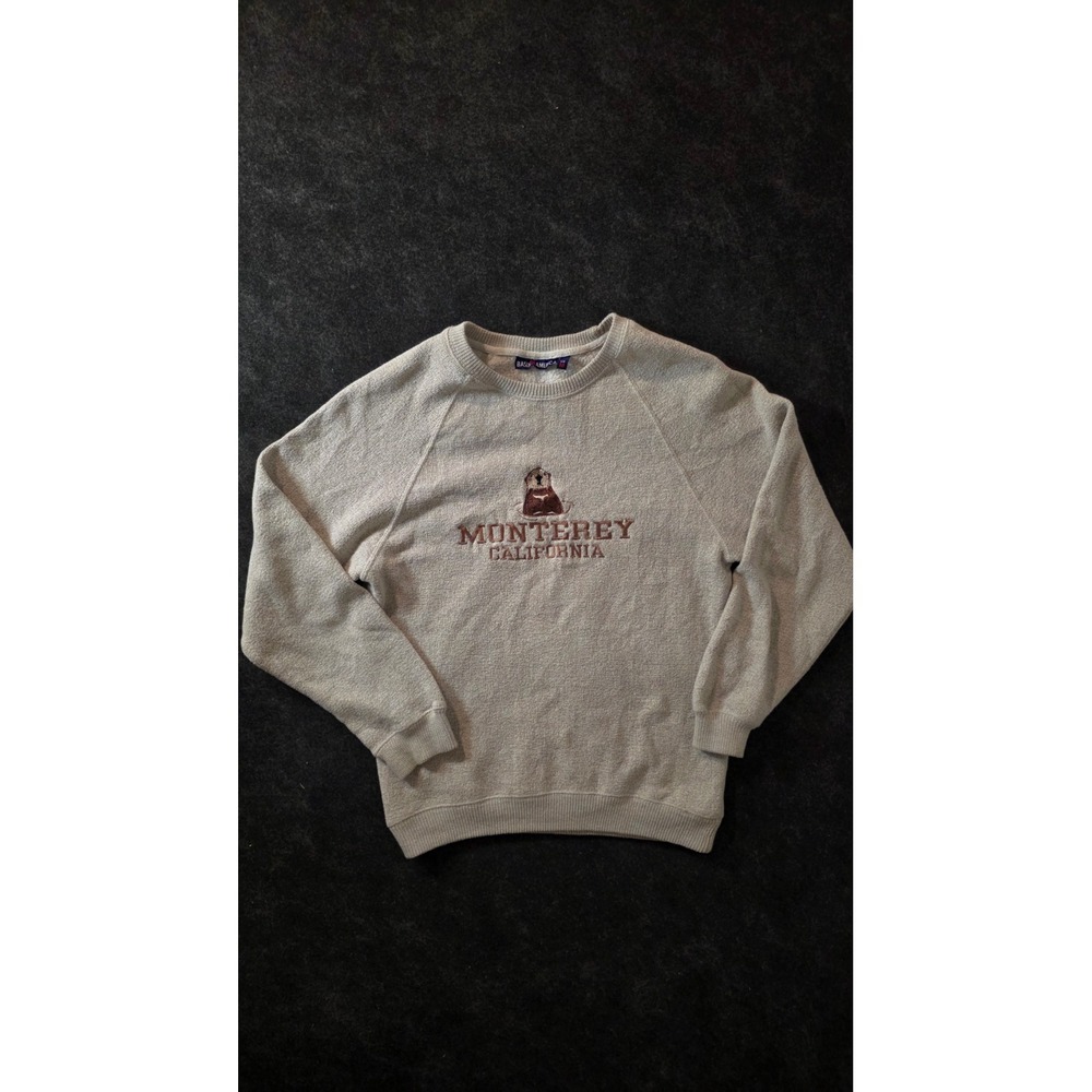 Basix of America Monterey California Sea Otter Sweatshirt Oatmeal Tan Medium